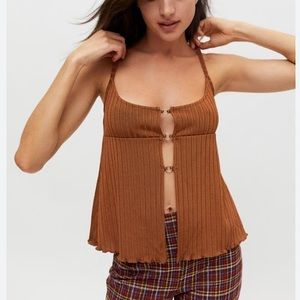 Urban Outfitters Brown Ribbed Verity O-Ring Camisole Size Small